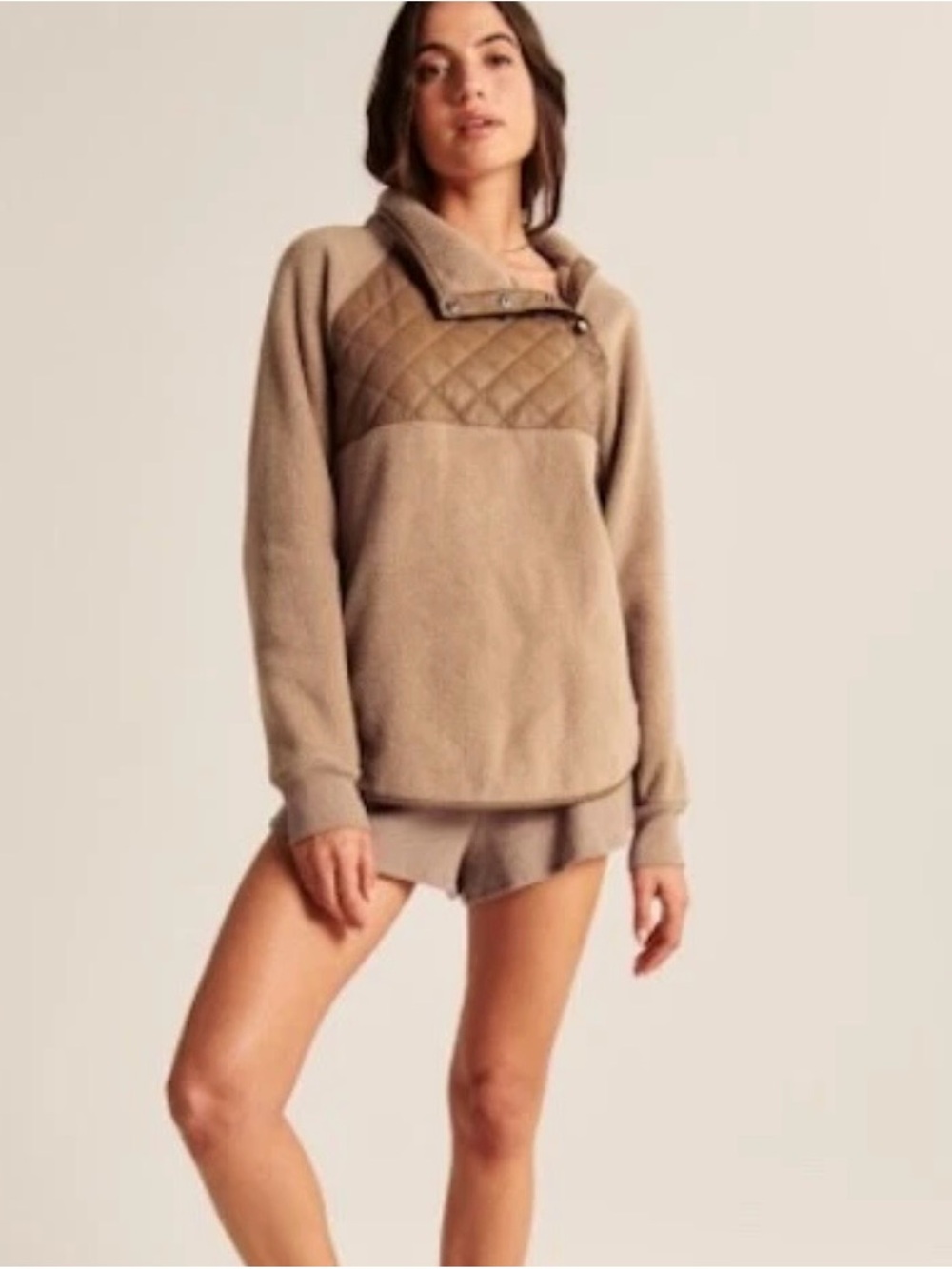Abercrombie and fitch fleece with vegan leather detail